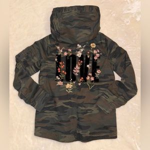 American Eagle Camo LOVE Embroidered Utility Jacket